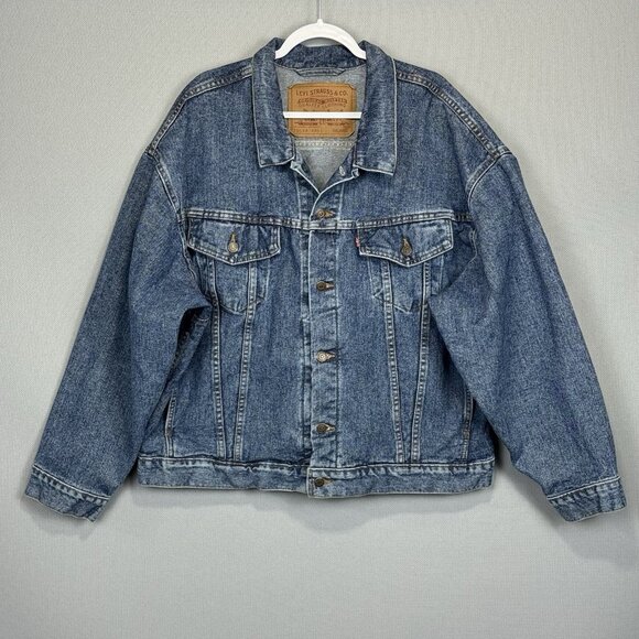 VTG 90s Levis Trucker Jean Jacket Men XXL Made In USA 1993 Blue Denim 70598-4891 - Picture 1 of 12